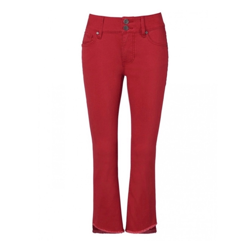 Cabi Hi Low Crop style #5692 size 6 red cropped denim